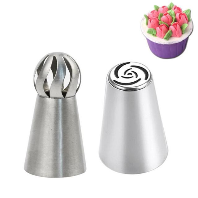 2PCS/set Rose Russian Nozzles+Spherical Ball Icing Piping No