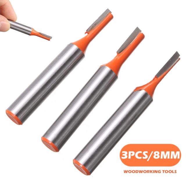 3pcs 3mm 4mm 5mm Milling Cutter 8mm Shank Groove Cutter Rout
