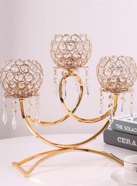 Romantic 3 Arms Candelabras Crystal Arch Bridge Goblet Candl