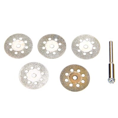 6pcs Silver Diamond Coating Cut Off Wheel Disc 22mm + Mandre