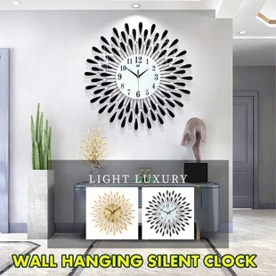15 Inch Aluminum Wall Clock Hanging Silent Luxury Quartz Wal