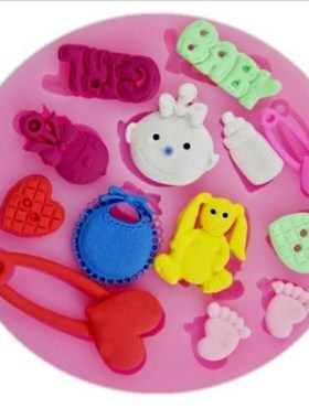 3D Footprint Girl Silicone Baby Shower Fondant Mold For Cake