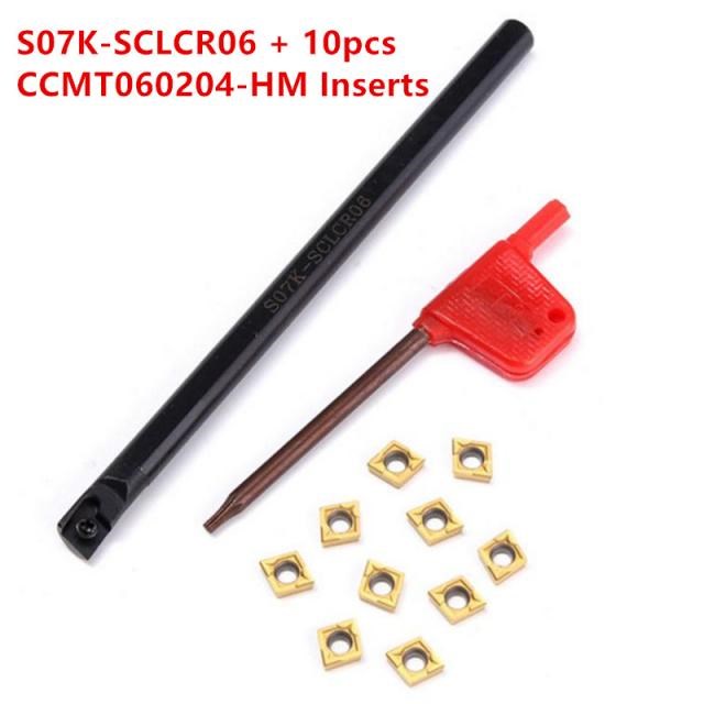 S07K-SCLCR06 Lathe Boring Bar Turning Holder with 10pcs CCMT