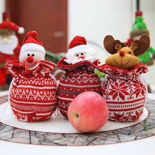 Knitted Christmas Bag Candy Children Gift