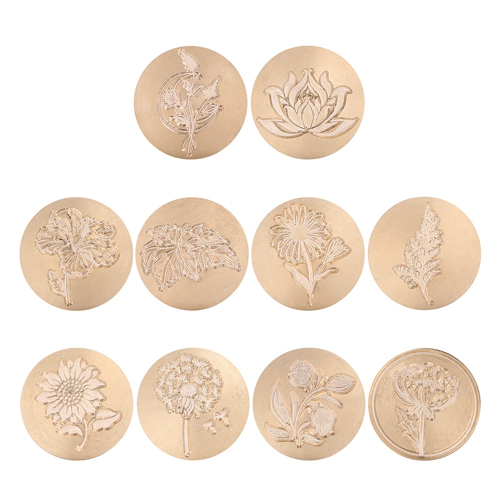 Retro Flower Sealing Wax Replace Copper Stamp Head for Invit