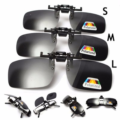 Grey Lenses Polarized Sunglasses Clip On Flip Up UV 380 Driv