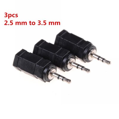 3 PCS Black 2.5mm Male to 3.5mm Female Audio Stereo headphon