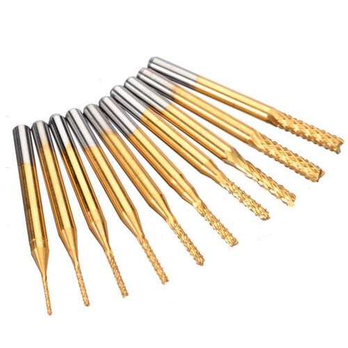 10pcs Carbide Micro Drill Bits CNC PCB Engraving End Mill To