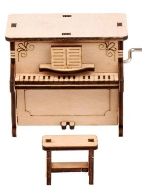 DIY Wooden Puzzle Model Self-assembly Hand-cranked Music Box