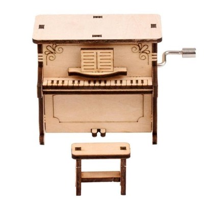 DIY Wooden Puzzle Model Self-assembly Hand-cranked Music Box