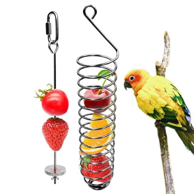 Pet Parrots Birds Food Holder Support Stainless Steel Fruit
