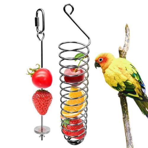 Pet Parrots Birds Food Holder Support Stainless Steel Fruit