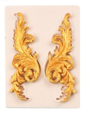 Baroque Scroll Corner Relief Silicone Lace Mold Cupcake Topp