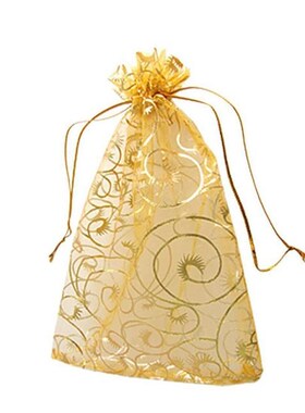 100pcs/pack 7x9cm Gold Organza Jewelry Pouch Wedding Party F