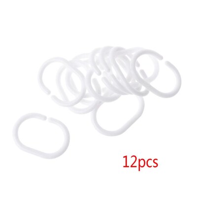 12Pcs/Pack Plastic Shower Curtain Hook Hanger Rings Bath Dra