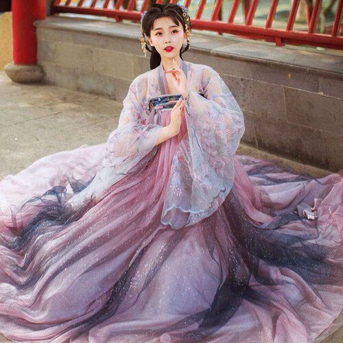 2021 Traditional Women Flower Hanfu Dress Ancient Chinese Co