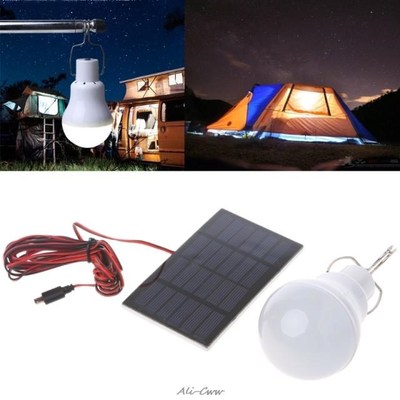 Portable Solar Panel Power LED Bulb Lamp Outdoor Camp Tent F