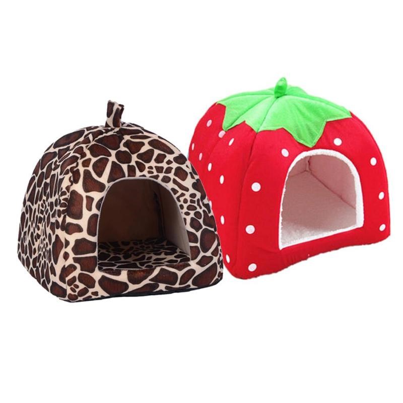 Cute Strawberry Pet Dog Cat House Rabbit Bed Kennel Tent Pup