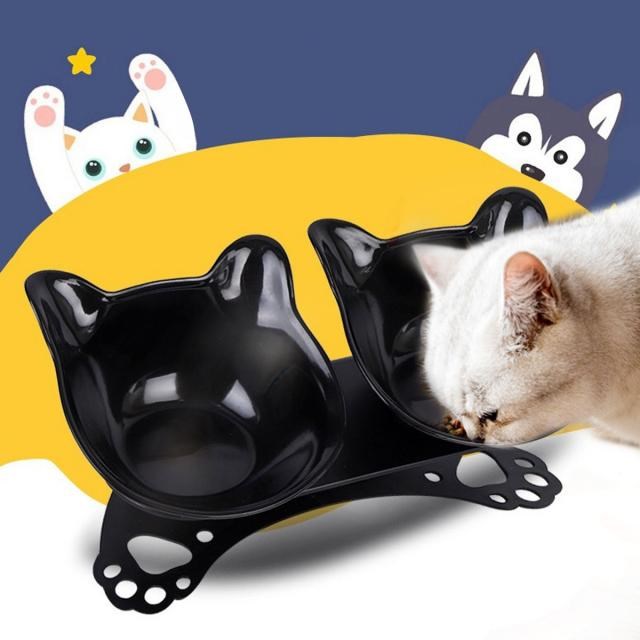 Non slip Cat Bowls Double Bowls With Raised Stand Pet Food A