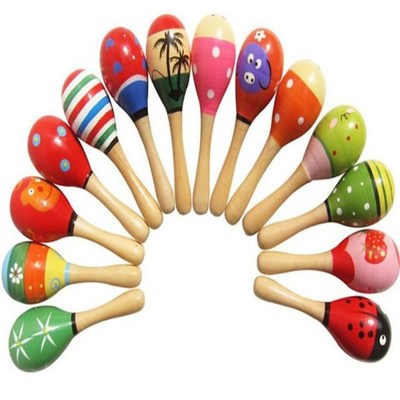 Baby Toys Wooden Rattle Cute Mini Sand Hammer Maracas Musica
