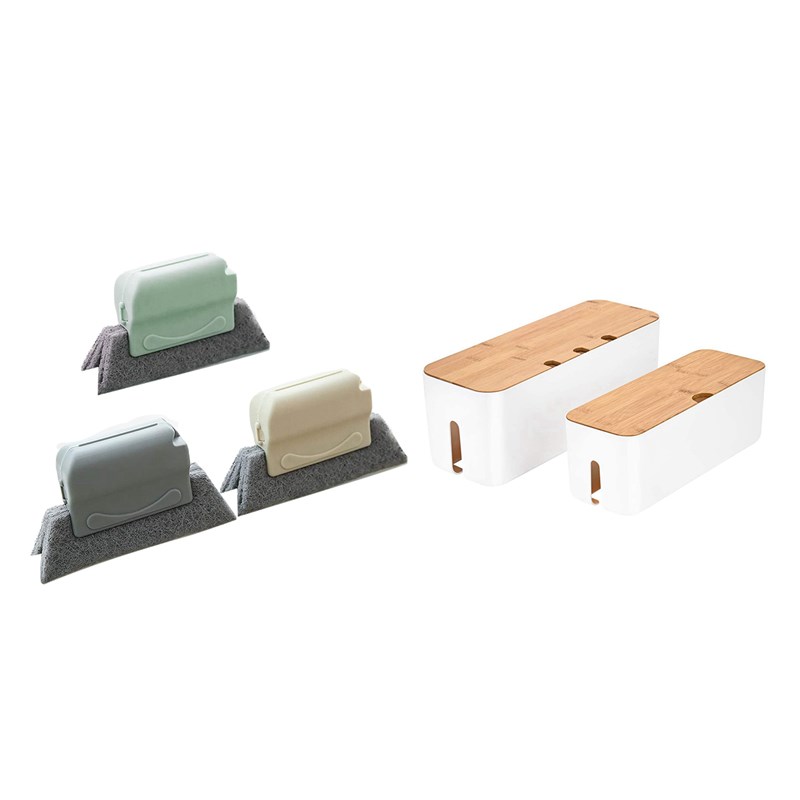 2Pcs Cable Management Box Organizer for Cords with 3Pcs Groo