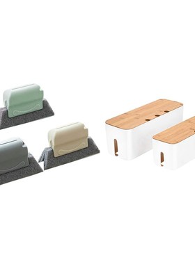 2Pcs Cable Management Box Organizer for Cords with 3Pcs Groo