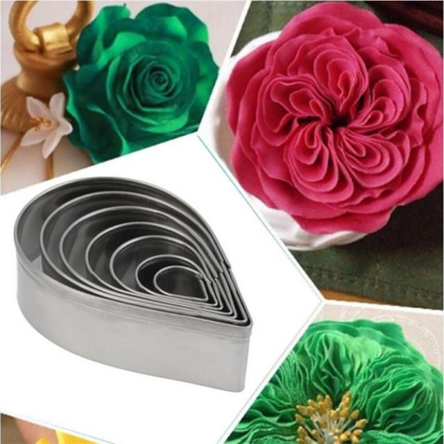 7Pcs/set Cookie Cutters DIY Pastry Fondant Stamping Mold Ros
