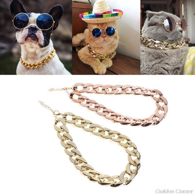 Pet Necklace Thick Gold Chain Plated Plastic Identified Safe