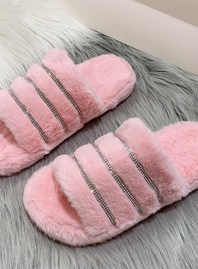 Thick Bottom 3cm Women Fur Slippers Home Plush Keeps Warm Fl