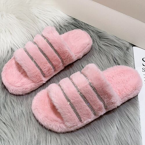 Thick Bottom 3cm Women Fur Slippers Home Plush Keeps Warm Fl