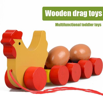 Children's Creative Wooden Toy Car Traction Rope Toddler Ear