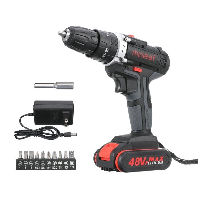 [US Plug] 48VF Cordless Electric Impact Drill Rechargeable D