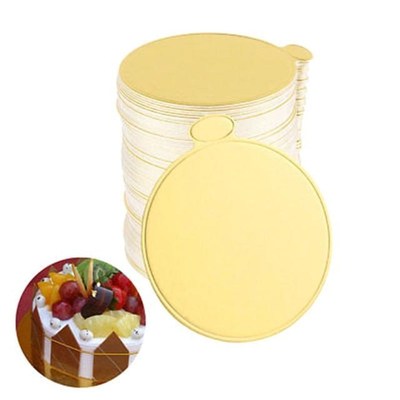 100pcs 8cm Gold Paper Cupcake Dessert Displays Tray Round Mo