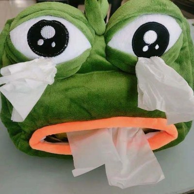 Cute Sad Pepe Frog Anime Plush Tissue Box  Funny Ani