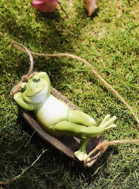 Frogs Swing Craft Resin Fairy Lying Frogs Statue Ga