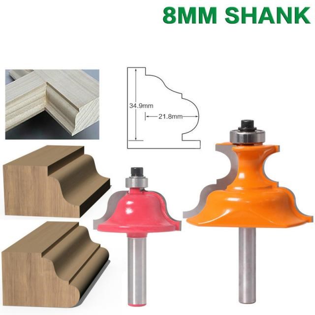 2PCS 8mm Shank Wainscoting Roman Ogee & Pedestal Router Bit
