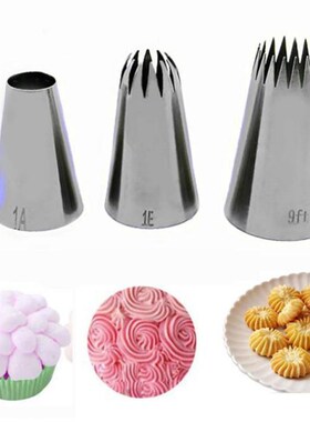 3pcs Icing Piping Nozzles Russian Pastry Tips #1A 1E 9FT Rou
