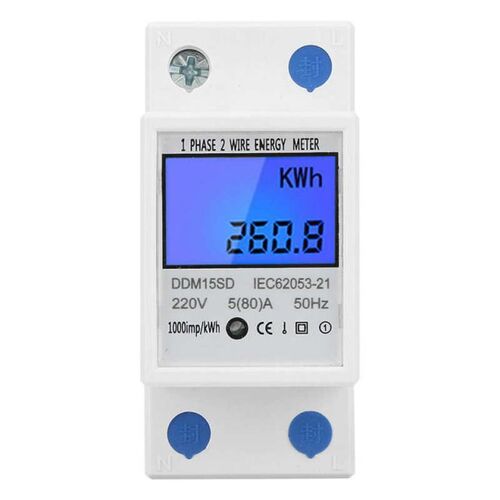 Din Rail Energy Meter 5-80A DDM15SD LCD Backlight Digital Di