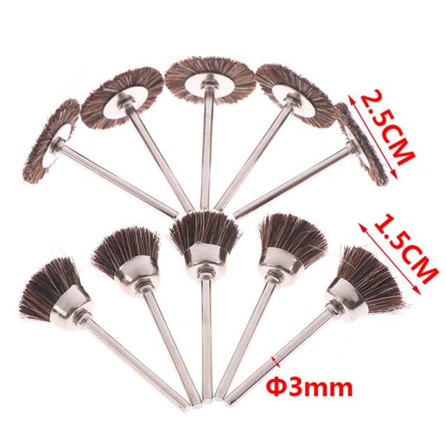 5Pcs 3mm Shank Flat Horsetail Bristle Brush Buffing Carving
