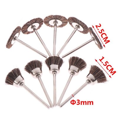 5Pcs 3mm Shank Flat Horsetail Bristle Brush Buffing Carving