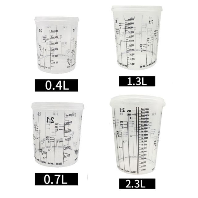 5Pcs Disposable Graduated Clear Plastic Paint Mixing Cups Ca