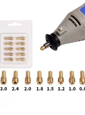 10pcs 0.5-3.2mm Diameter Mini Shank Brass Copper Collets Chu