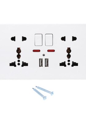 13A 220-250V Universal Wall Plug Power Socket Switch With 2