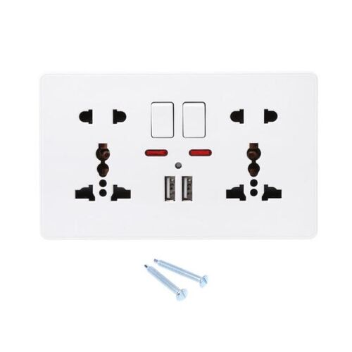 13A 220-250V Universal Wall Plug Power Socket Switch With 2