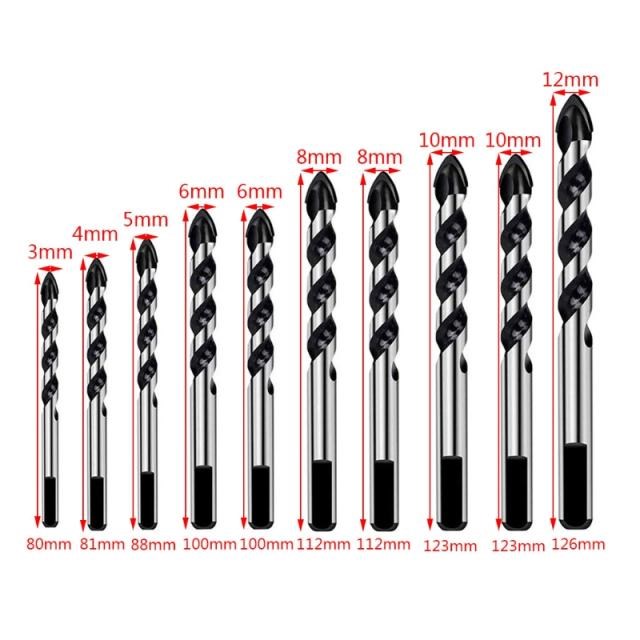 10Pcs Carbide Drill Bit Set 适用于 Ceramic Tile Concrete Gl