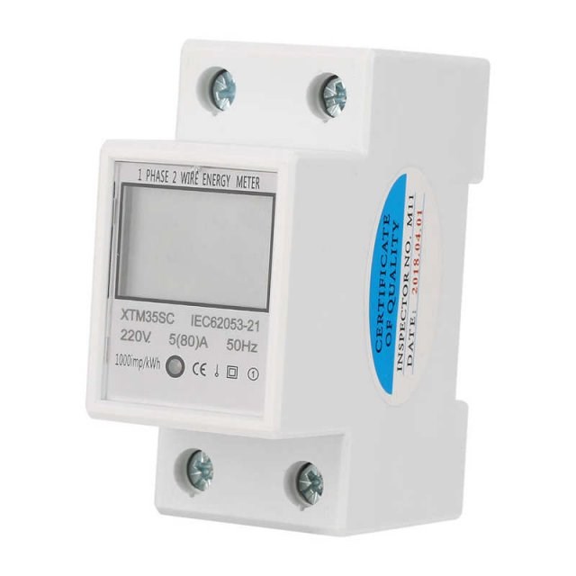 Power meter 220V 5(80)A Digital 1 phase 2 Wire 2P DIN Rail E