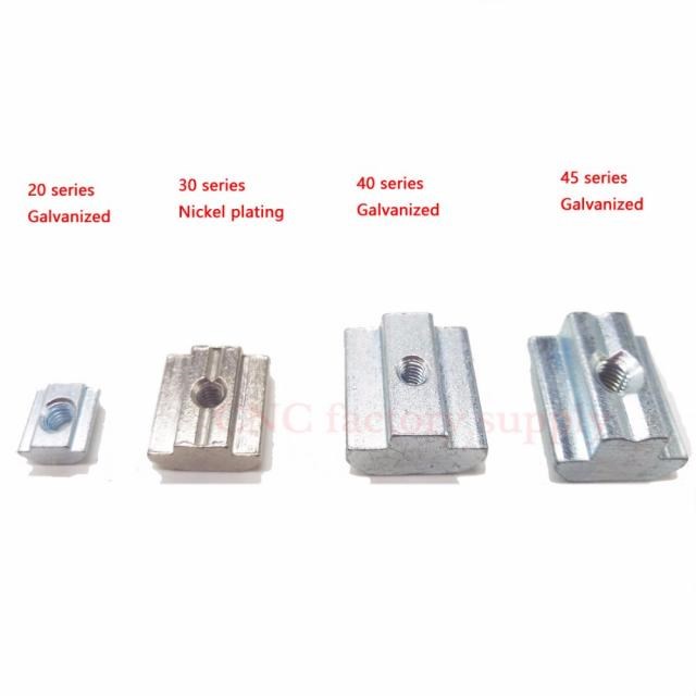 T Sliding Nut Block Square Nuts Nickel plating  Aluminum 适
