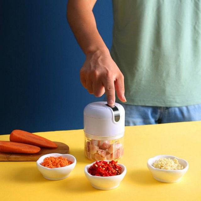 250ml Mini Electric Garlic Chopper USB Charging Ginger Mashe