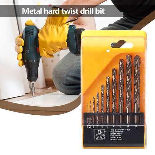 10pcs HSS Twist Drill Bit Set High Speed Steel Straight Shan