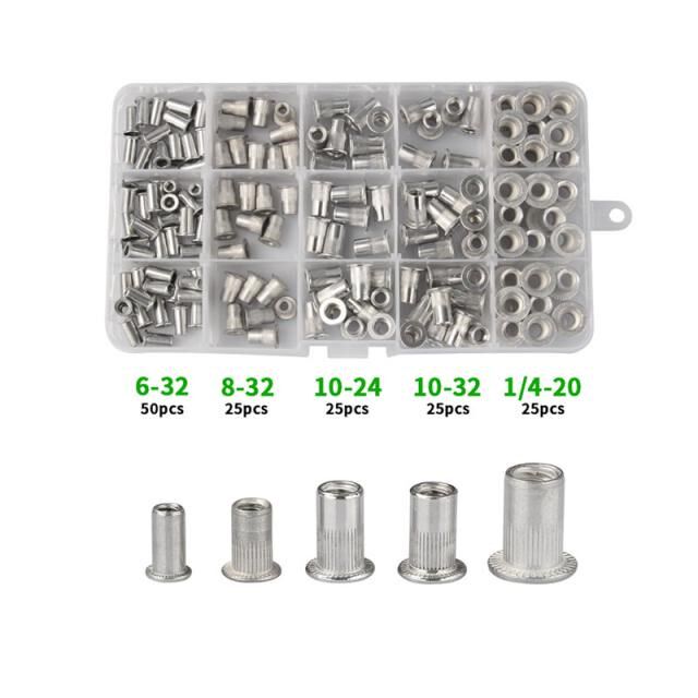 150 Pcs Aluminum Alloy Rivnut Flat Head Rivet Insert Nutsert
